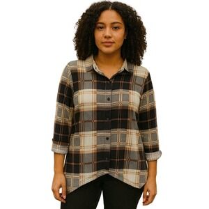 SJS Plaid Women's button down size small‎